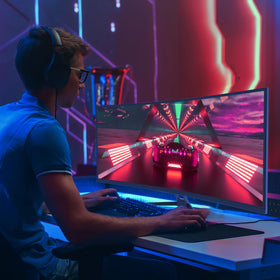 LXZ dual HDMI and DP 1.4 ports support versatile connectivity to PC, consoles.