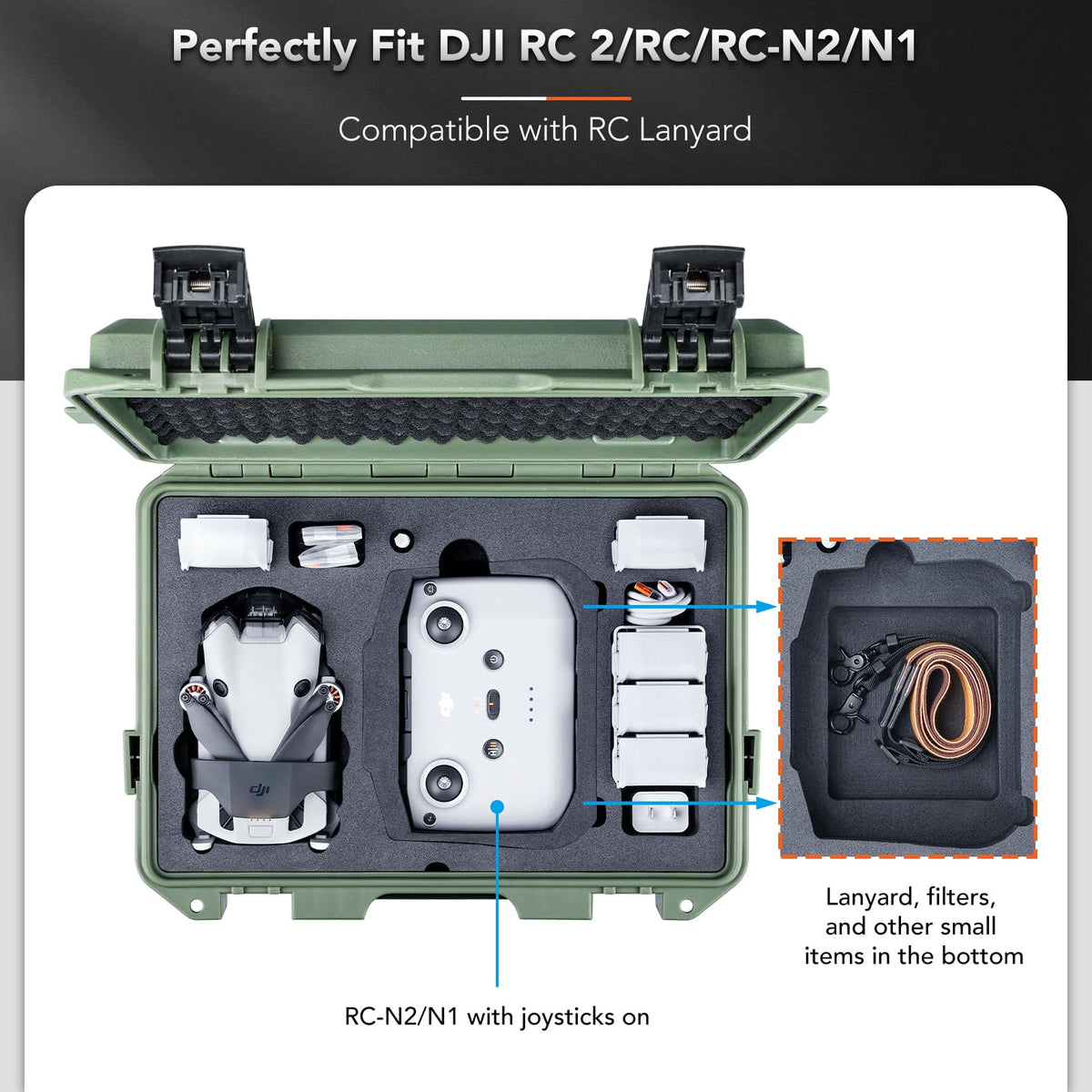 Lykus Titan MM410 battery storage detail demonstrating space for up to seven batteries for extended flights