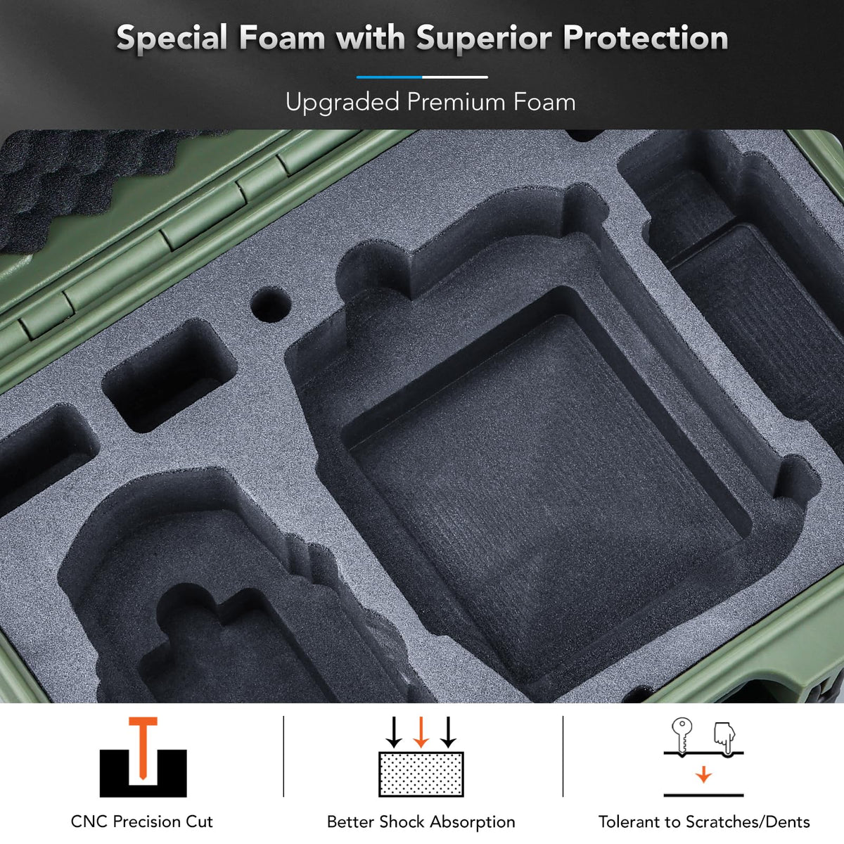 Lykus Titan MM410 remote compartment showing snug fit for DJI RC series remotes and quick access