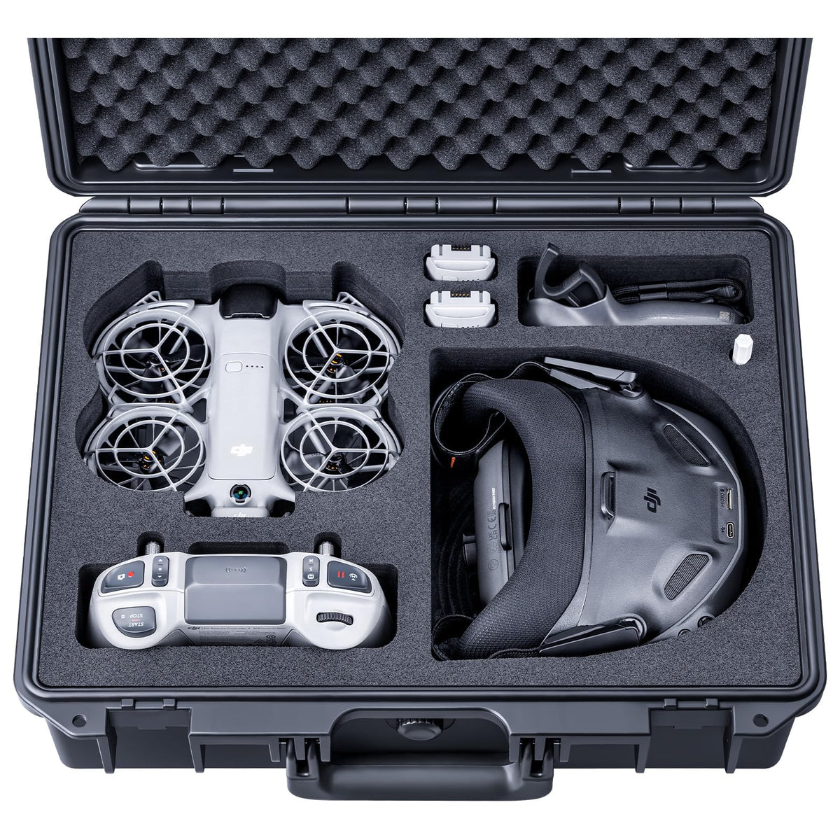 Lykus Titan N210 exterior case protecting DJI Neo 2 Motion gear during travel.