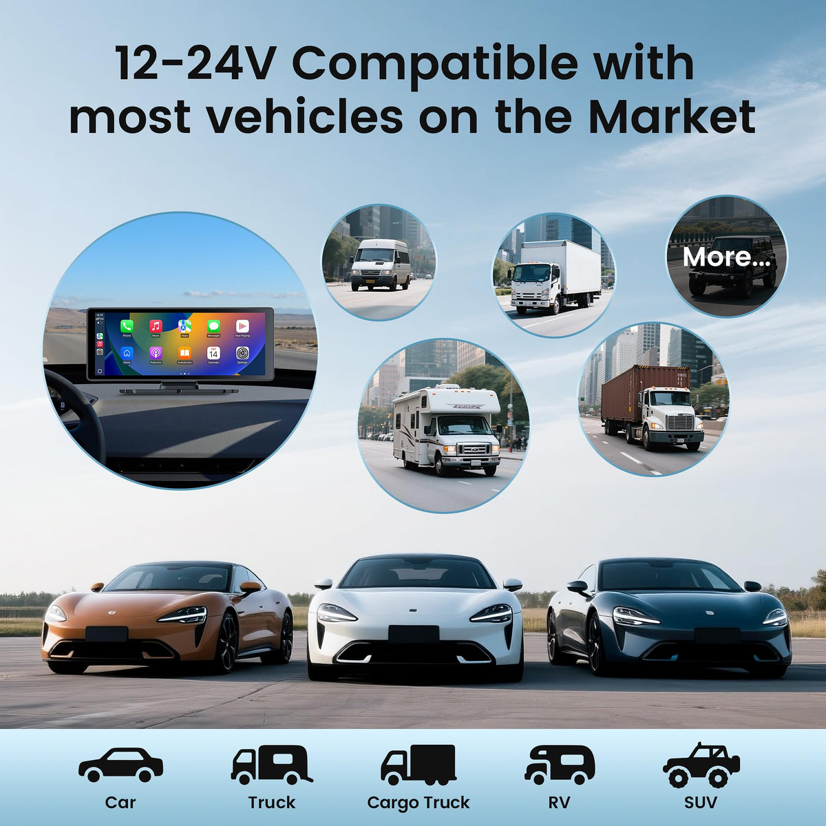 Lynadri 10.26-inch IPS screen delivers crisp colors for maps.