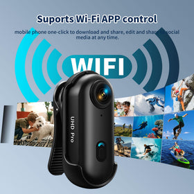 Lyranth camera 360° rotating spring clip clips to collar or pocket.