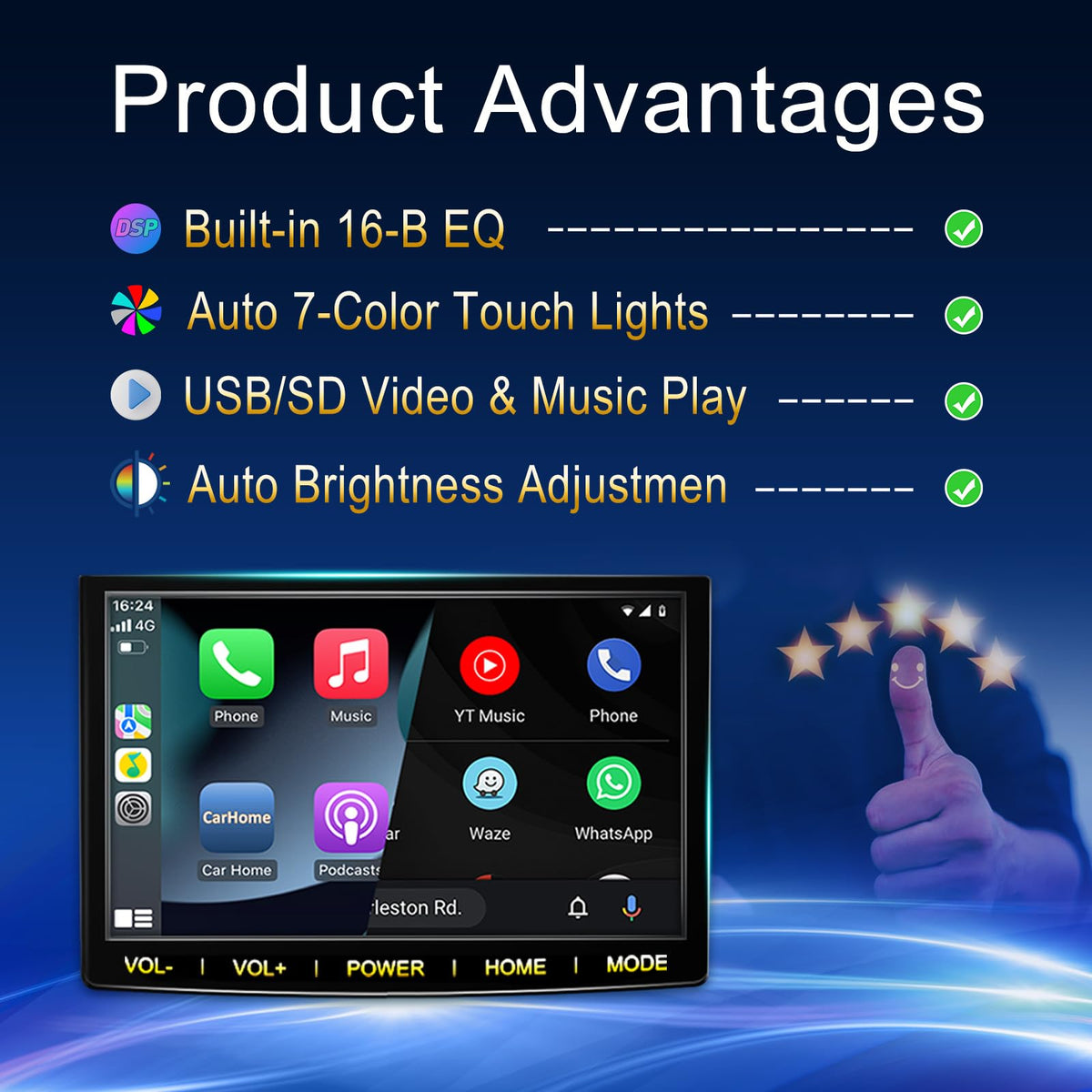 LYTDZ-CA 16-band equalizer interface with multiple sound modes