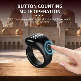 LYZHQHT Tasbih Ring 5-digit counter records up to 99,999 counts for dhikr sessions.