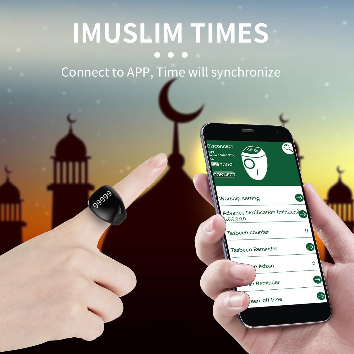  LYZHQHT Tasbih Ring charging kit included for reliable power.