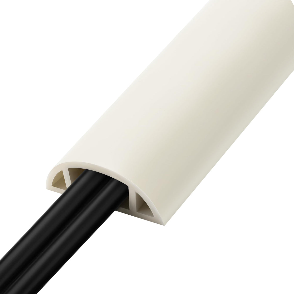 LZEOY 5.5ft beige floor cord cover protecting two cables for a clean, trip-free space.