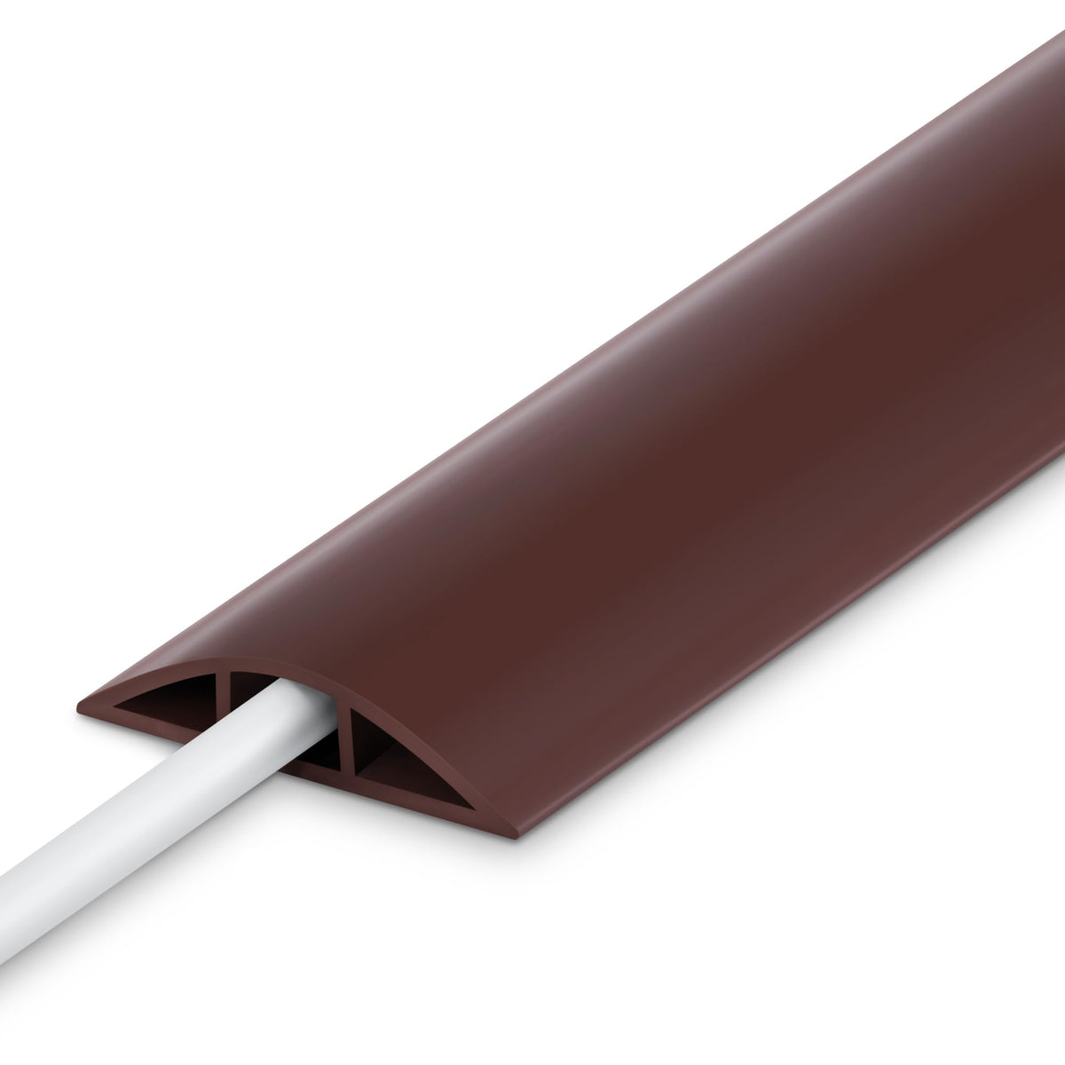 LZEOY Brown 8ft low-profile wire cover side view protects cables and preserves floor aesthetics.
