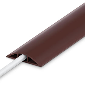 LZEOY Brown 8ft low-profile wire cover side view protects cables and preserves floor aesthetics.