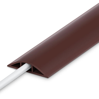 LZEOY Brown 8ft low-profile wire cover side view protects cables and preserves floor aesthetics.
