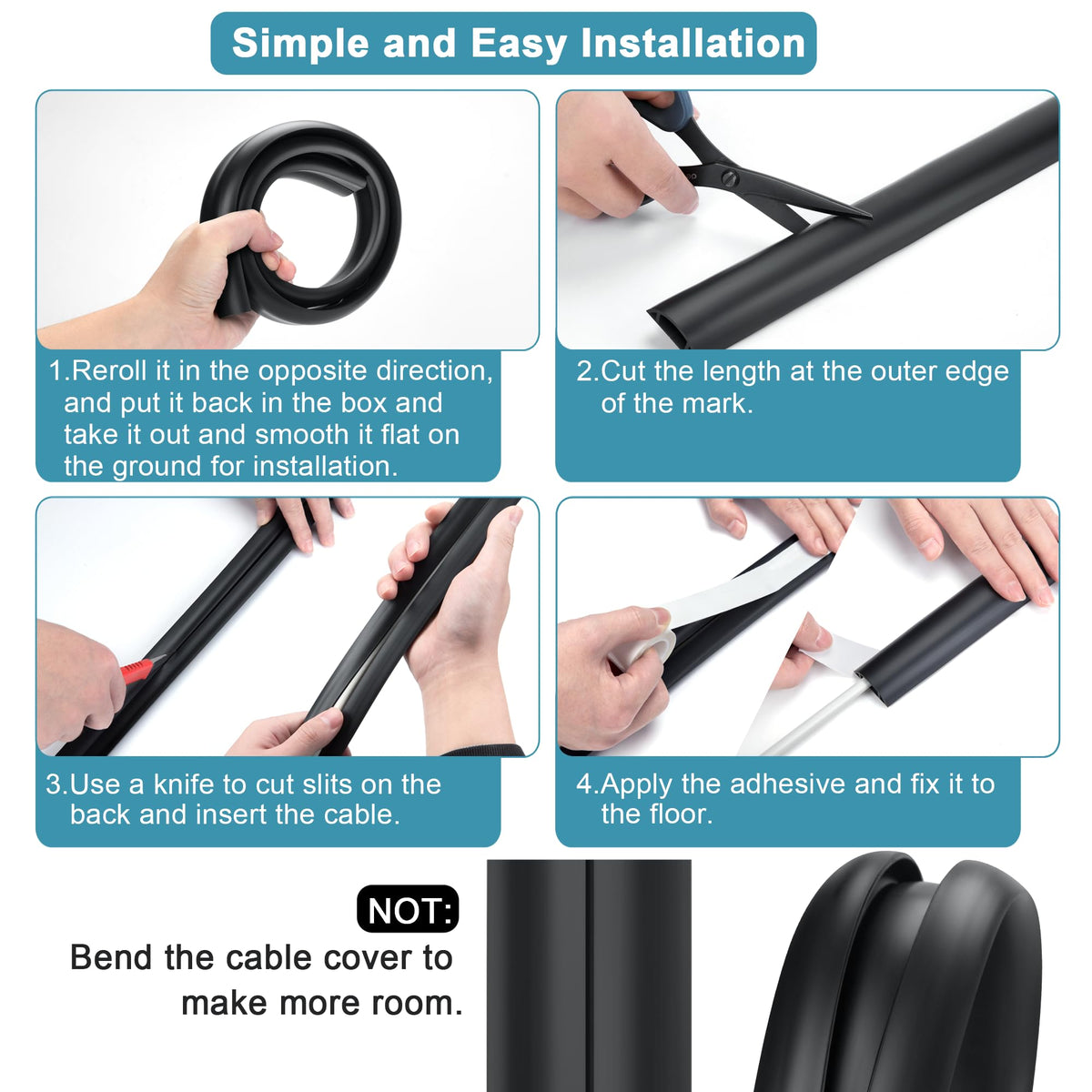 LZEOY cord cover cleaning surface enables quick sweeping under