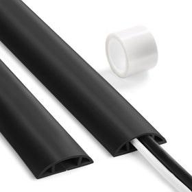 LZEOY cord protector on black cover hides a thick extension cord while reducing trip hazards.