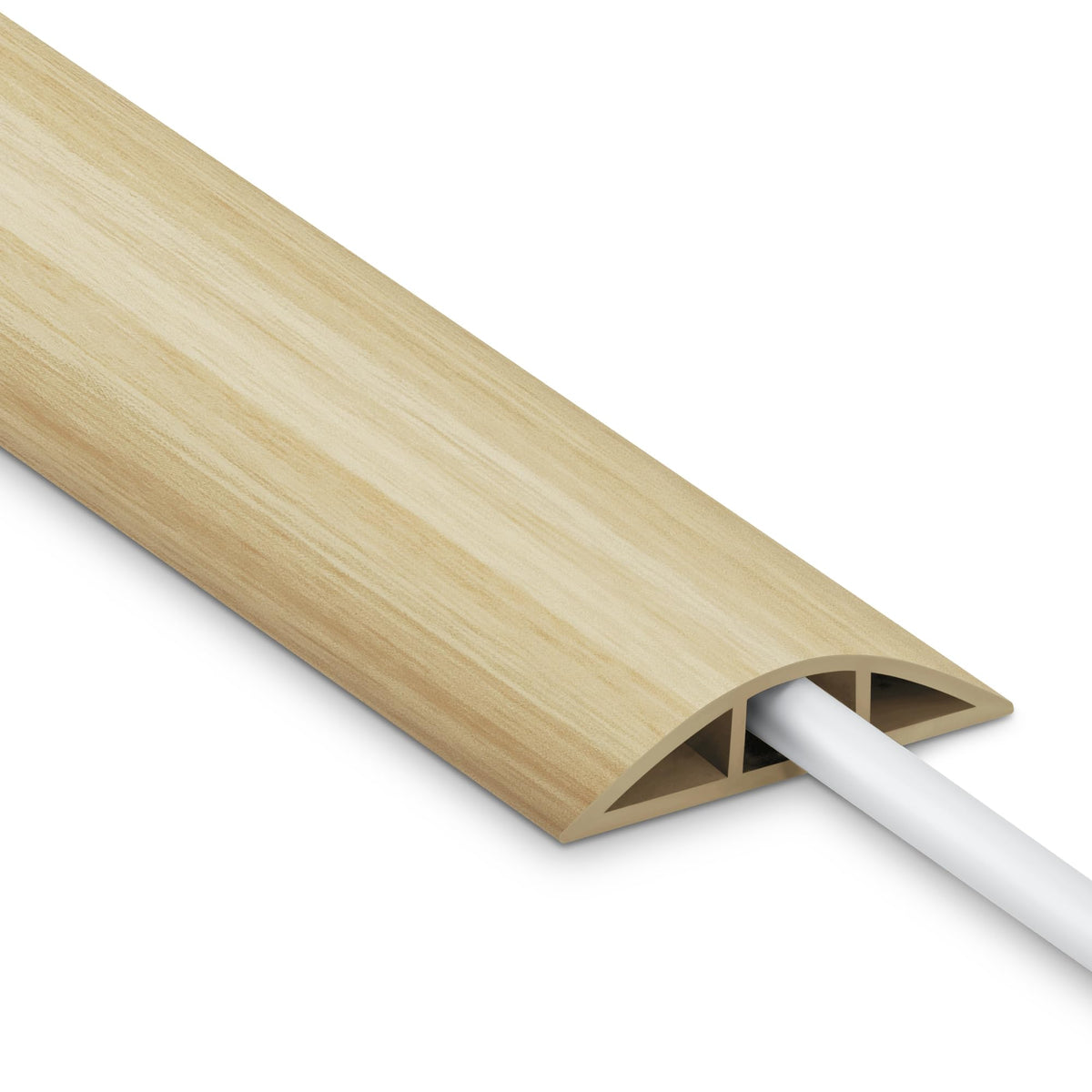 LZEOY floor cord cover 4ft, white maple wood, top view concealing cables neatly