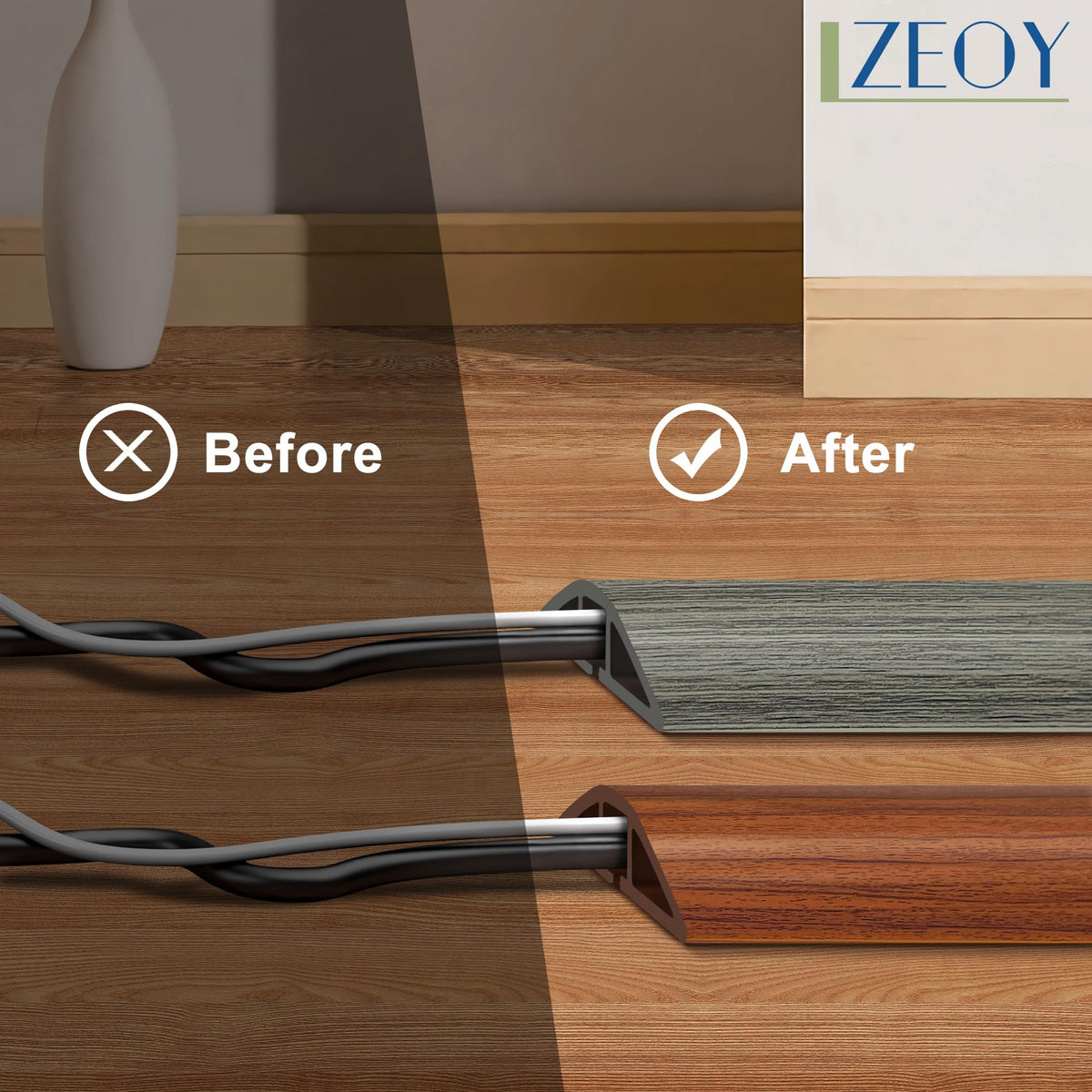 LZEOY is secured with the included tape for lasting floor adhesion.