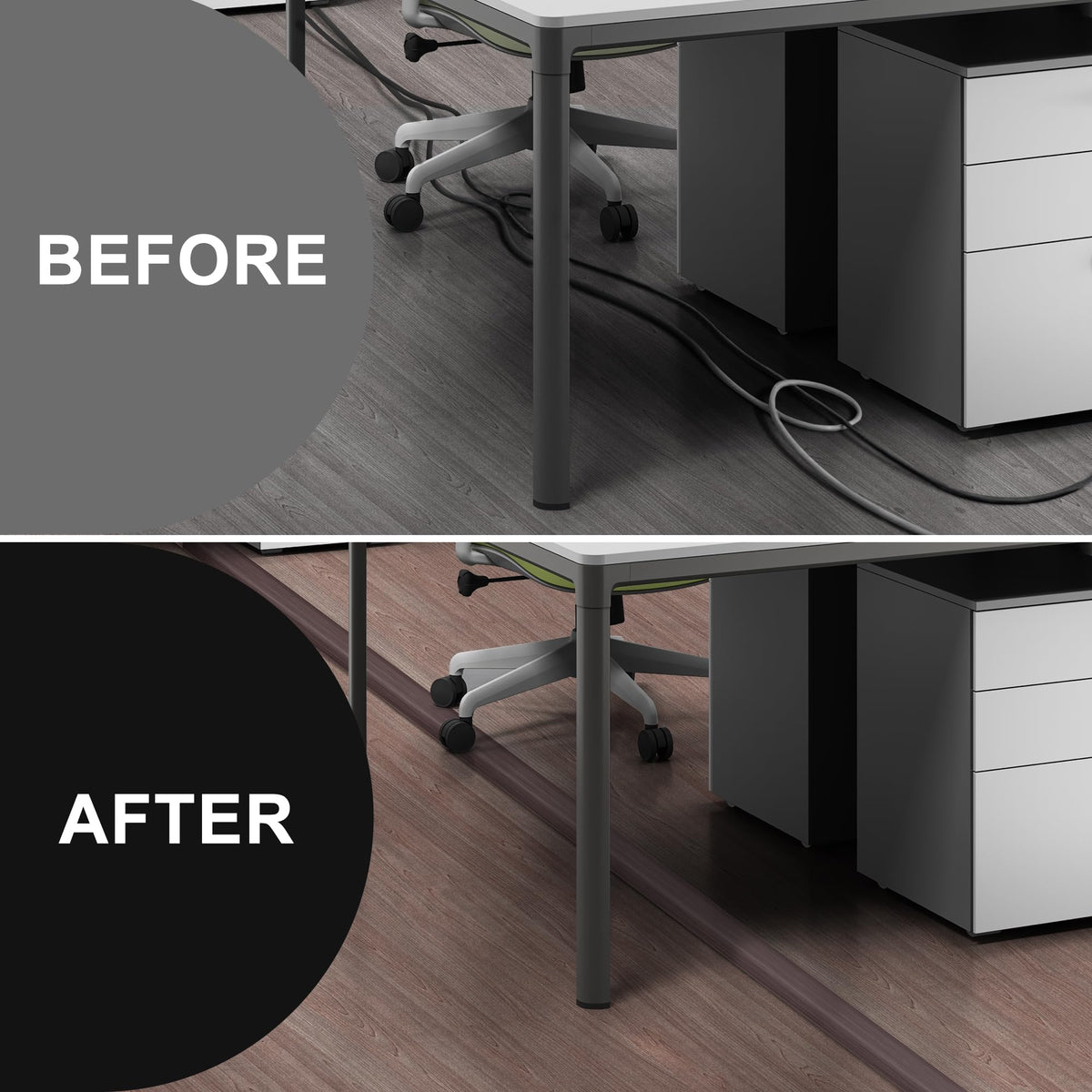 LZEOY floor cord cover with tape secures cables along hallways and busy areas.