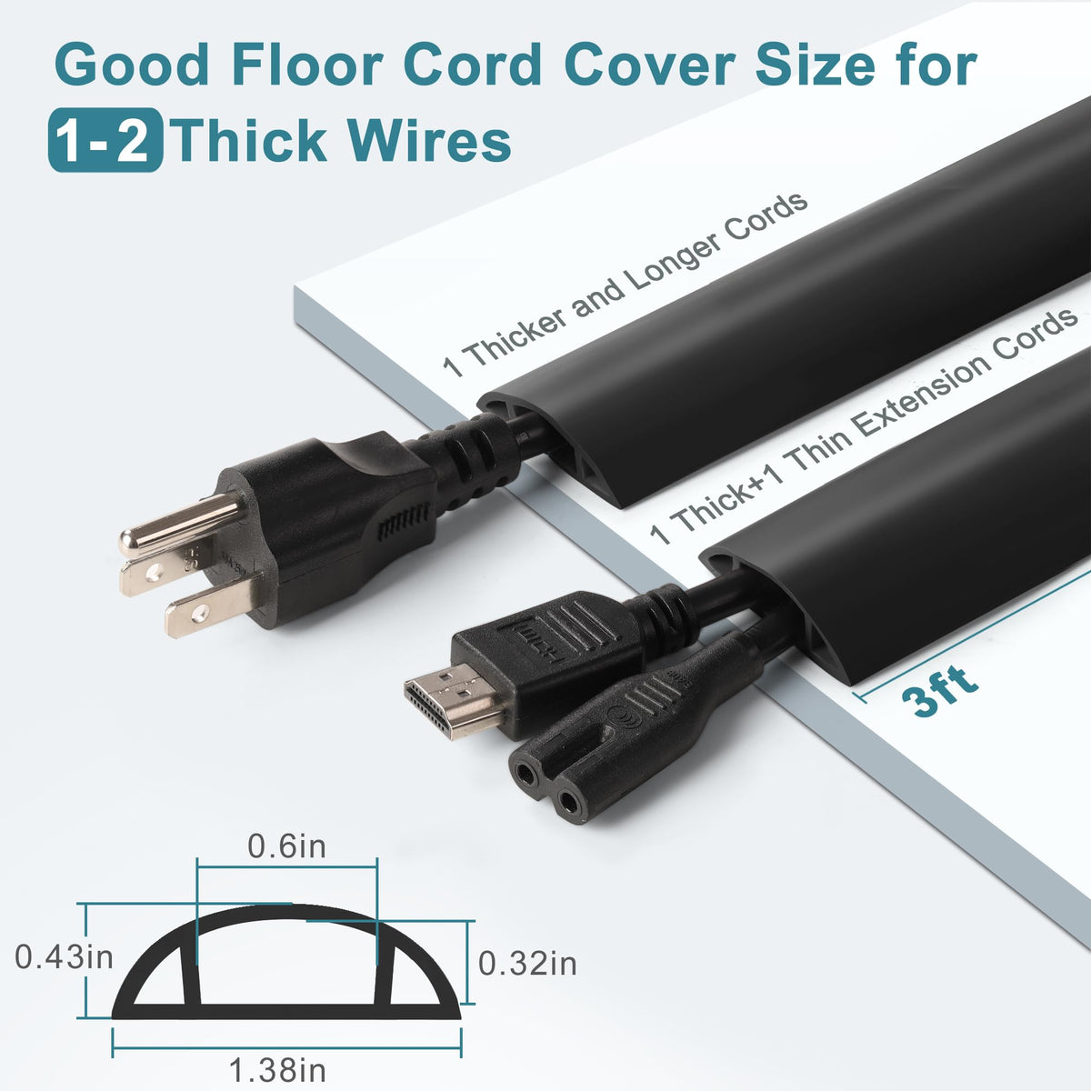 LZEOY floor wiring cover with a smooth surface blends with home decor and helps cable management.