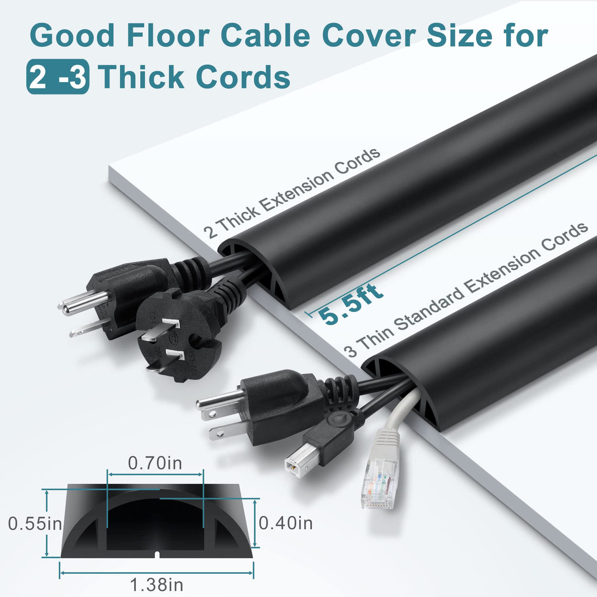 LZEOY soft PVC cable cover protects wires while blending with floors.