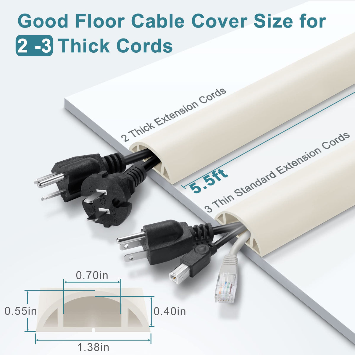 LZEOY soft PVC cord cover in beige provides durable floor protection and easy DIY length.