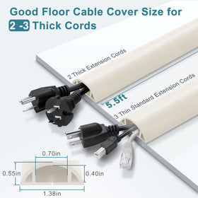 LZEOY soft PVC cord cover in beige provides durable floor protection and easy DIY length.