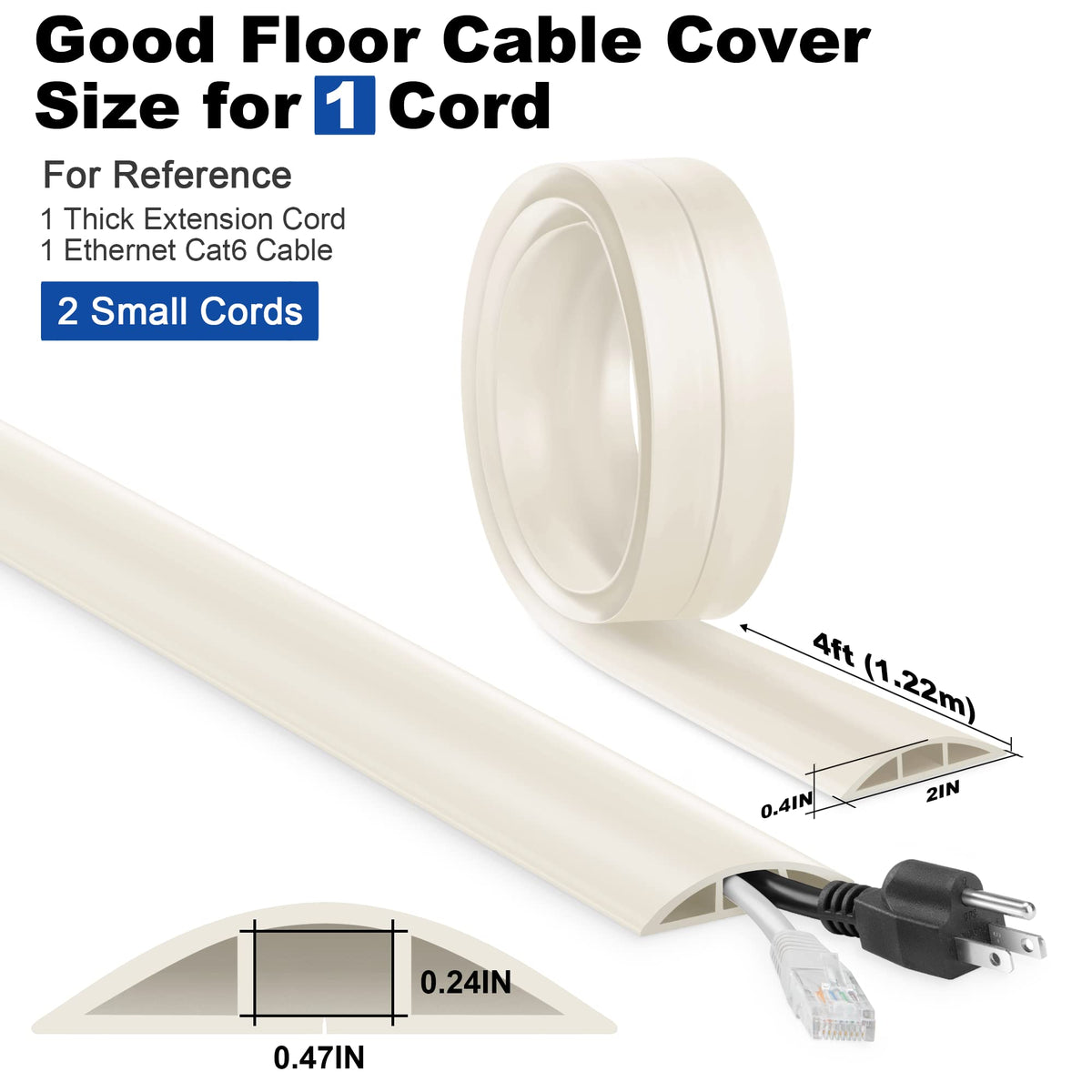 LZEOY low-profile cord cover on the floor hiding wires for a clean surface