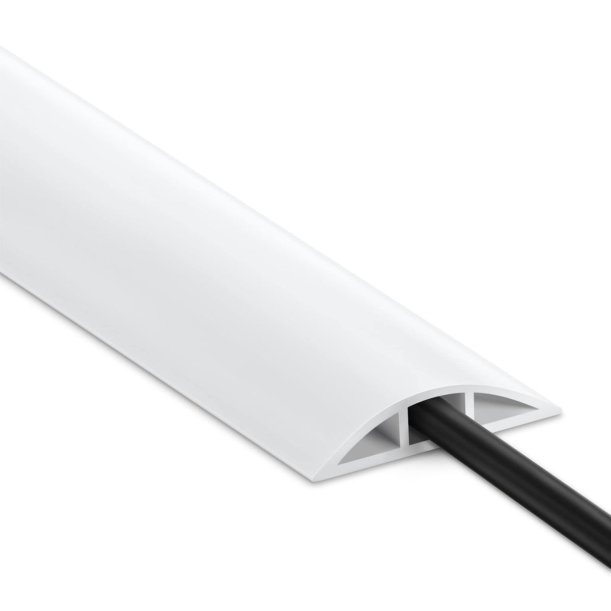 LZEOY white 8ft wire cover conceals cables on the floor for safer room layouts.