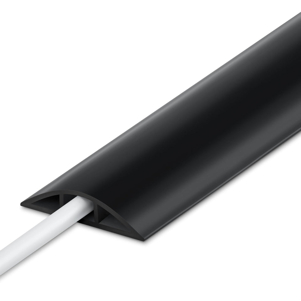 LZEOY 10ft floor cord cover in black hides cables on floors for a clean space.