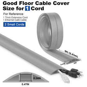 LZEOY low-profile cord cover keeps cables hidden while allowing smooth wheel passage.