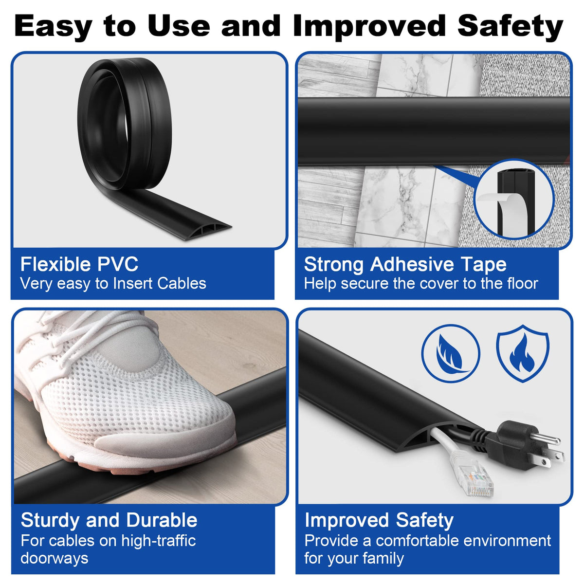 LZEOY soft PVC material closeup shows flexible protection for wires.