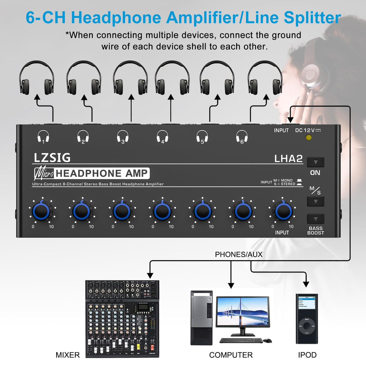LZSIG bass boost switch close-up emphasizing enhanced vocal and low-end control
