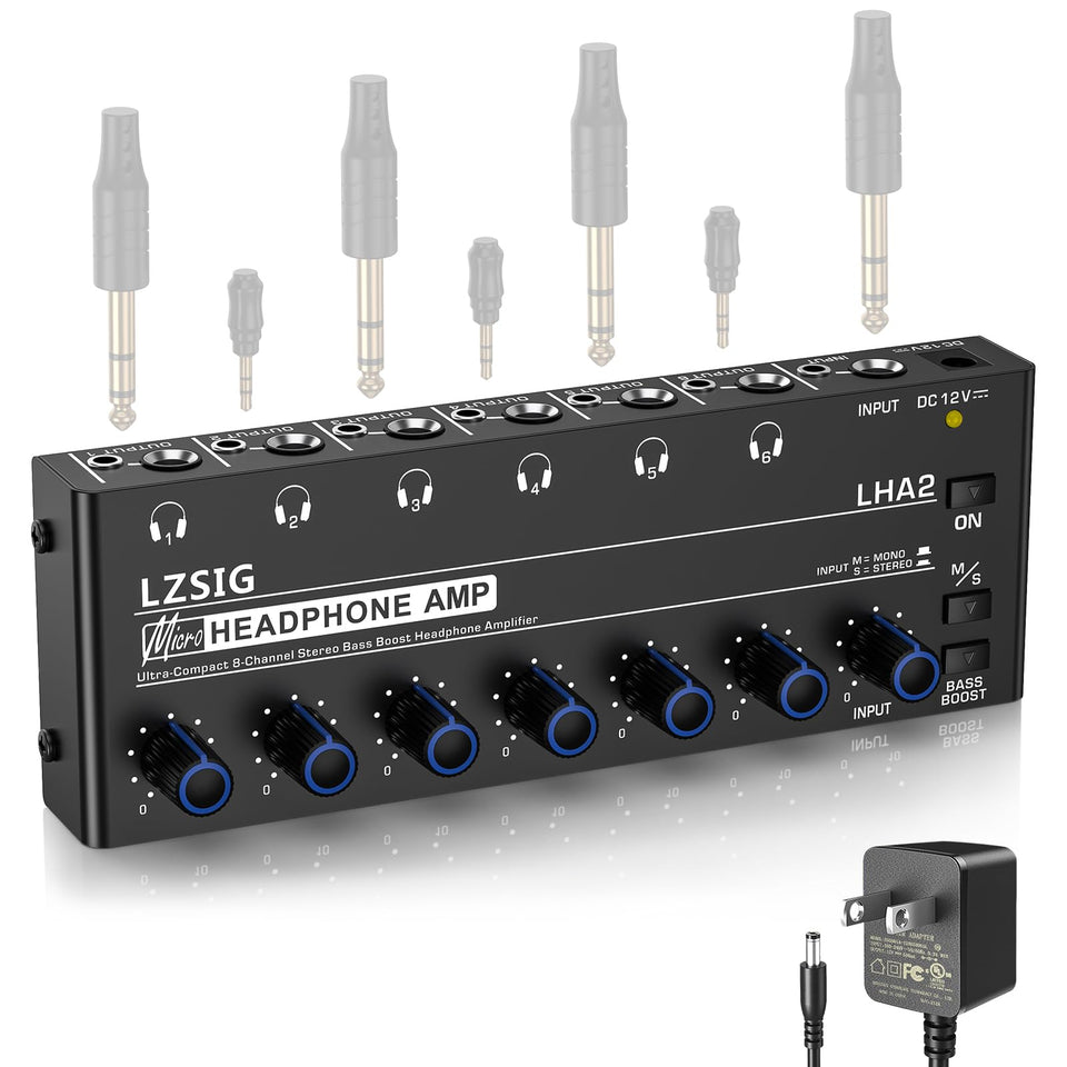 LZSIG front panel showing six headphone outputs and volume knobs for effortless monitoring