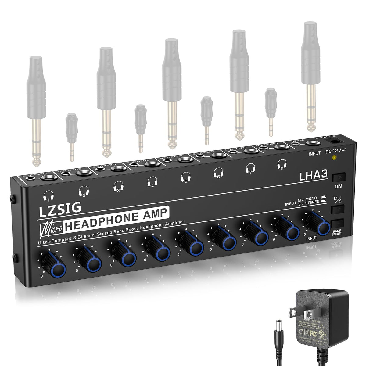 LZSIG front panel showing eight outputs and level controls for flexible monitoring
