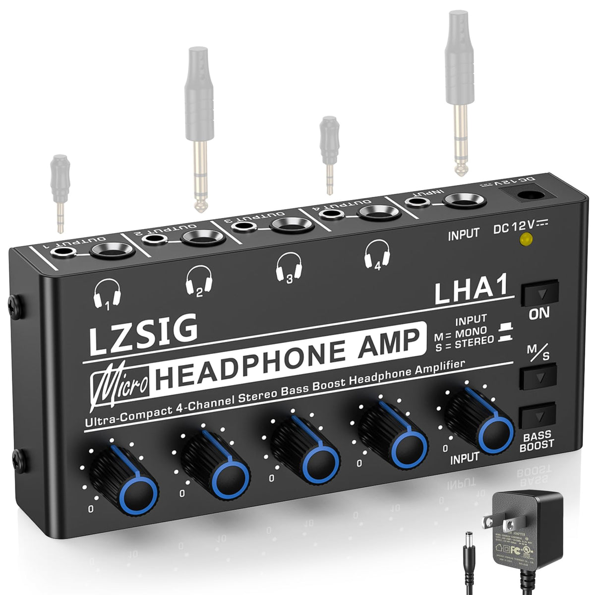 LZSIG front panel showing four volume knobs, clear control for group listening