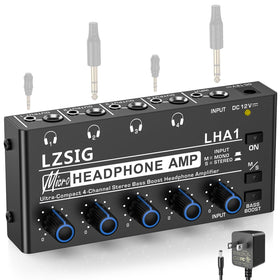 LZSIG front panel showing four volume knobs, clear control for group listening