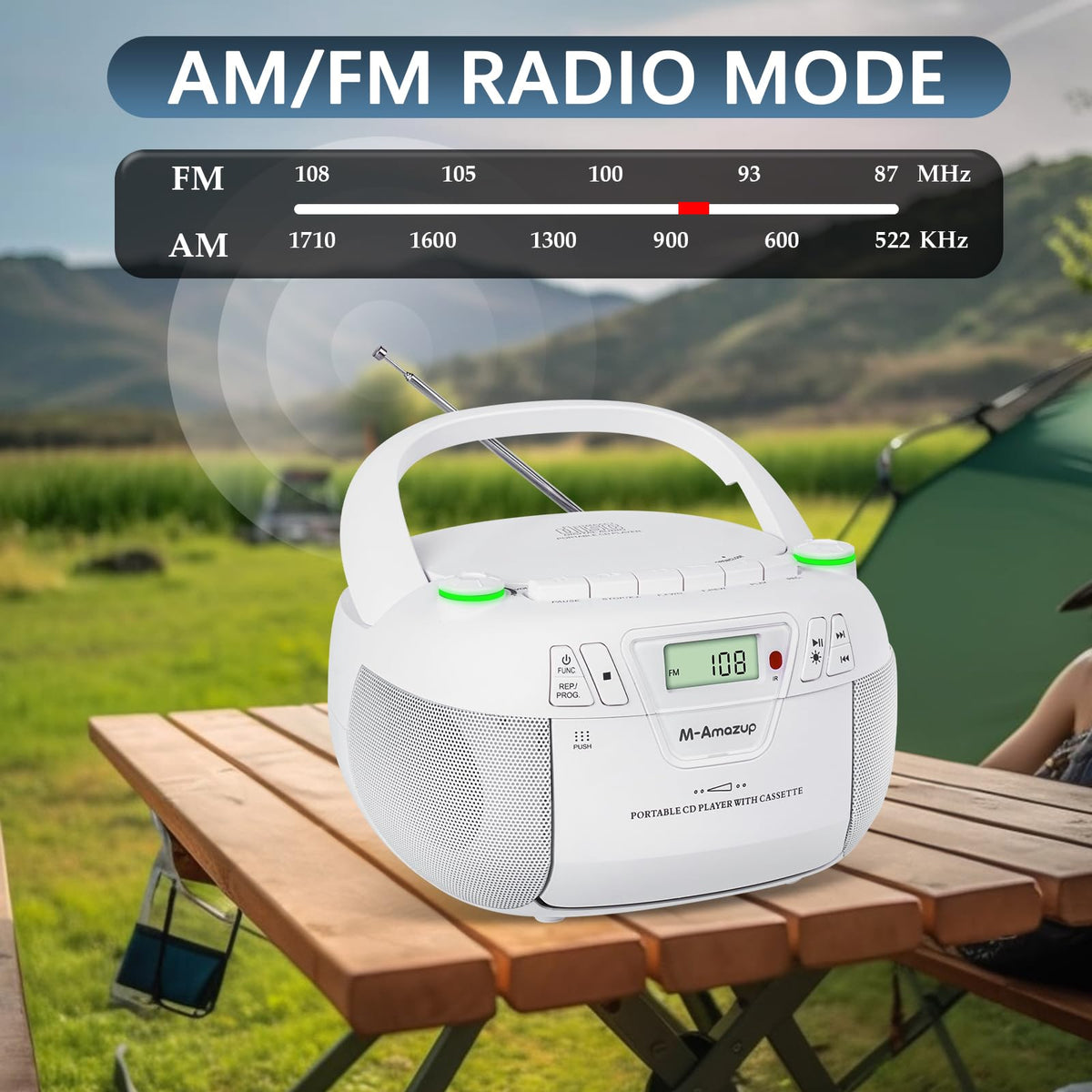 M-Amazup Boombox AM/FM tuner with clear LCD display