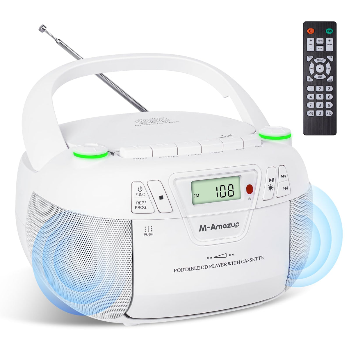 M-Amazup Boombox front view with retro styling and rich stereo sound