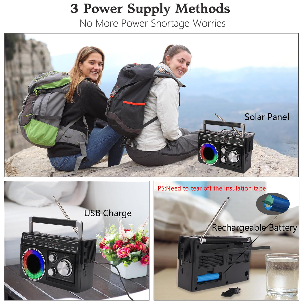 M-Amazup portable radio featuring Bluetooth speaker function for wireless streaming.