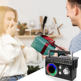M-Amazup radio with colorful mood lights to create ambiance.