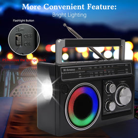 M-Amazup radio ready for USB TF MP3 playback on the go.
