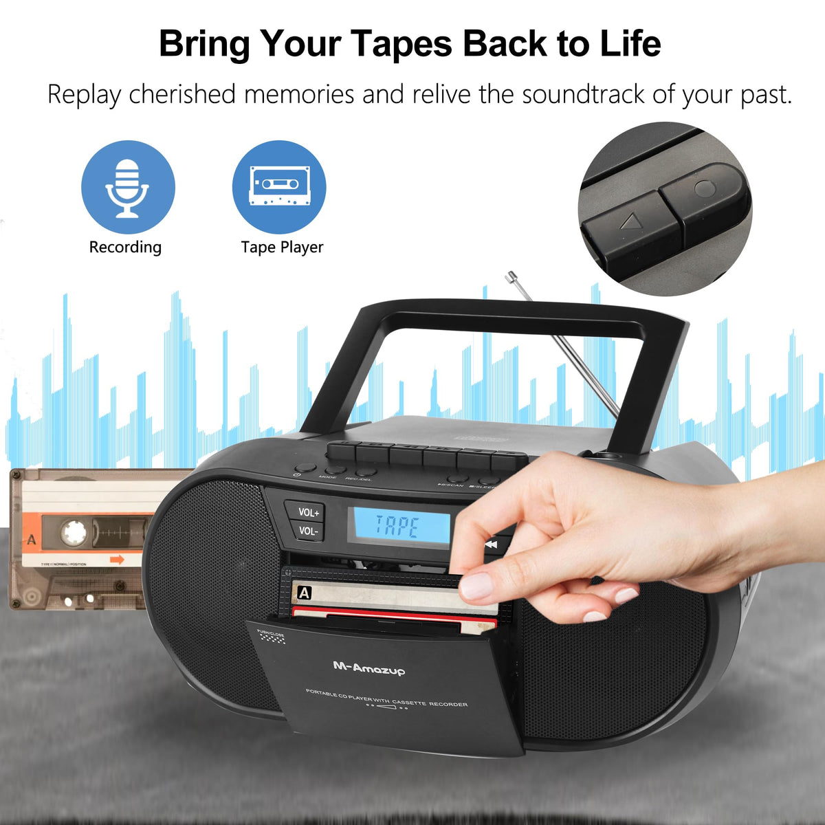 M-Amazup remote and LCD display highlighting simple control and convenient operation