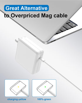 Mac Book Pro Charger length scale shot with 6.6ft cable, flexible reach benefit