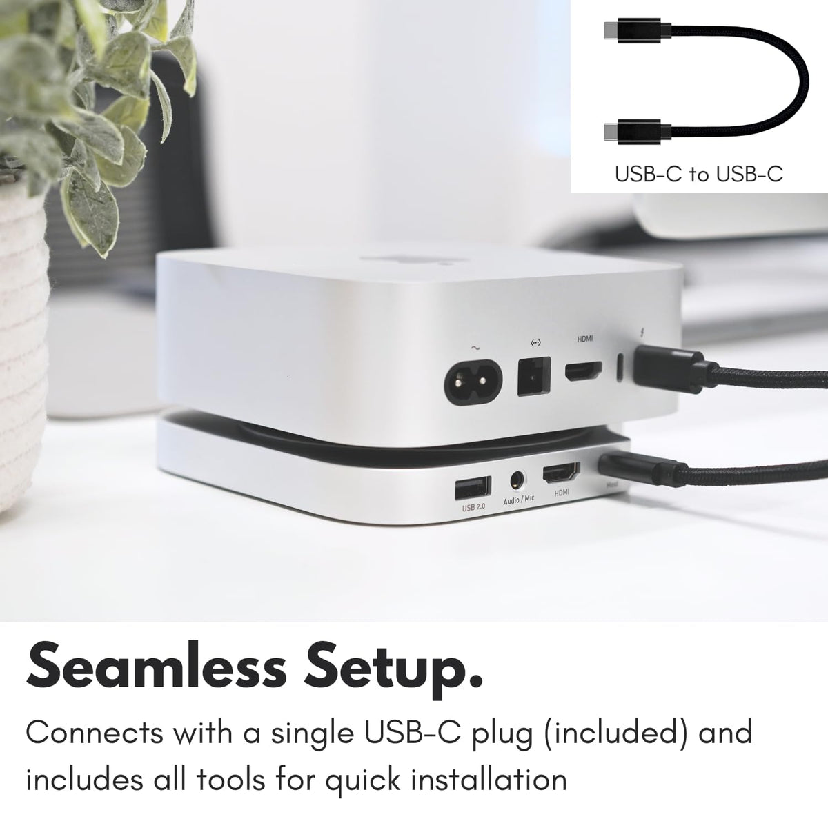Macally Mac mini M4 Dock USB-C data port for fast transfers