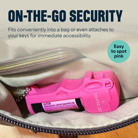 Mace built-in emergency whistle complements the alarm.