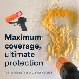Mace close-up of live OC cartridge label highlighting potency and clarity