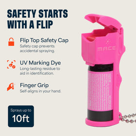 Mace pocket pepper spray 10% OC with 10-foot range.