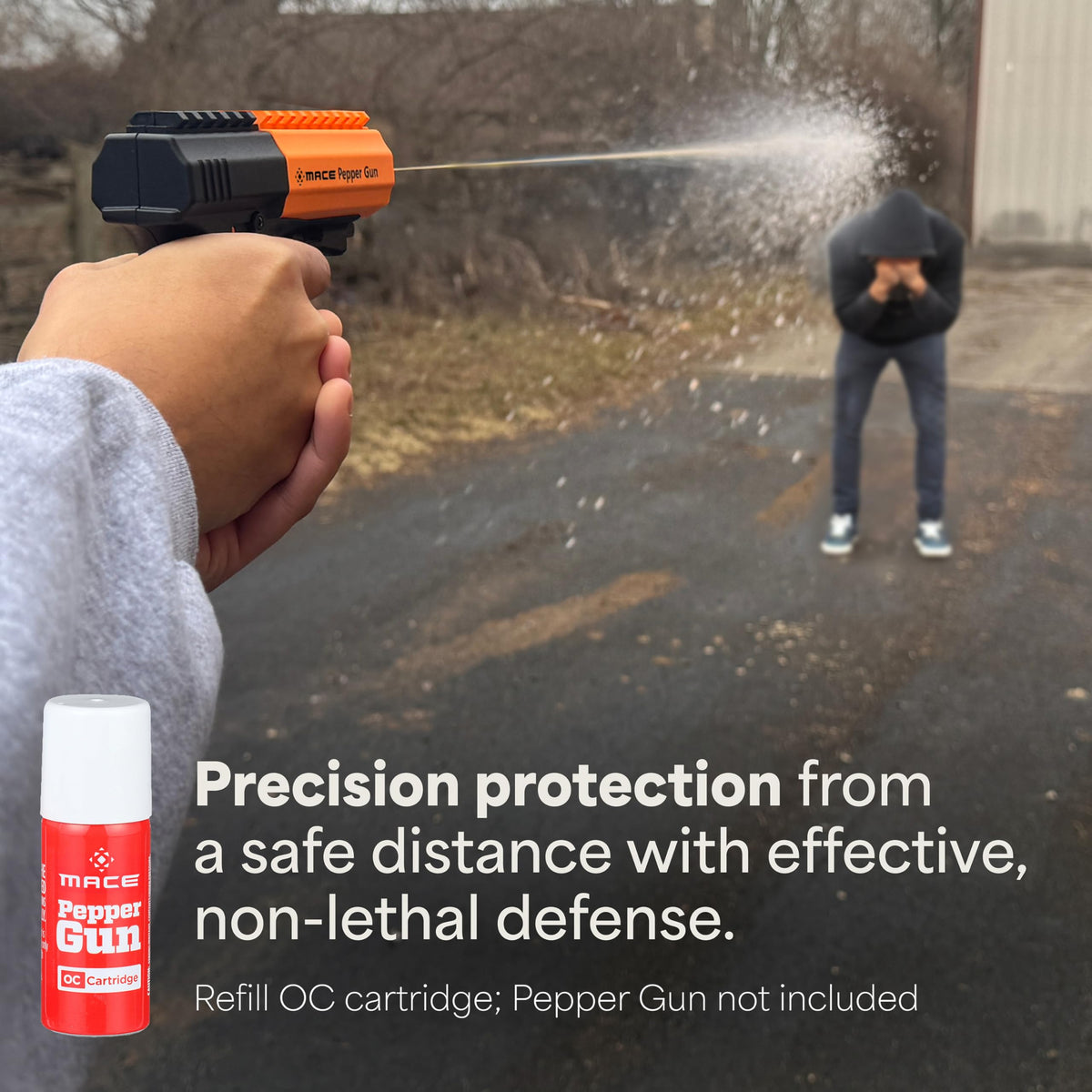 Mace close view of UV dye residue aiding post-incident identification