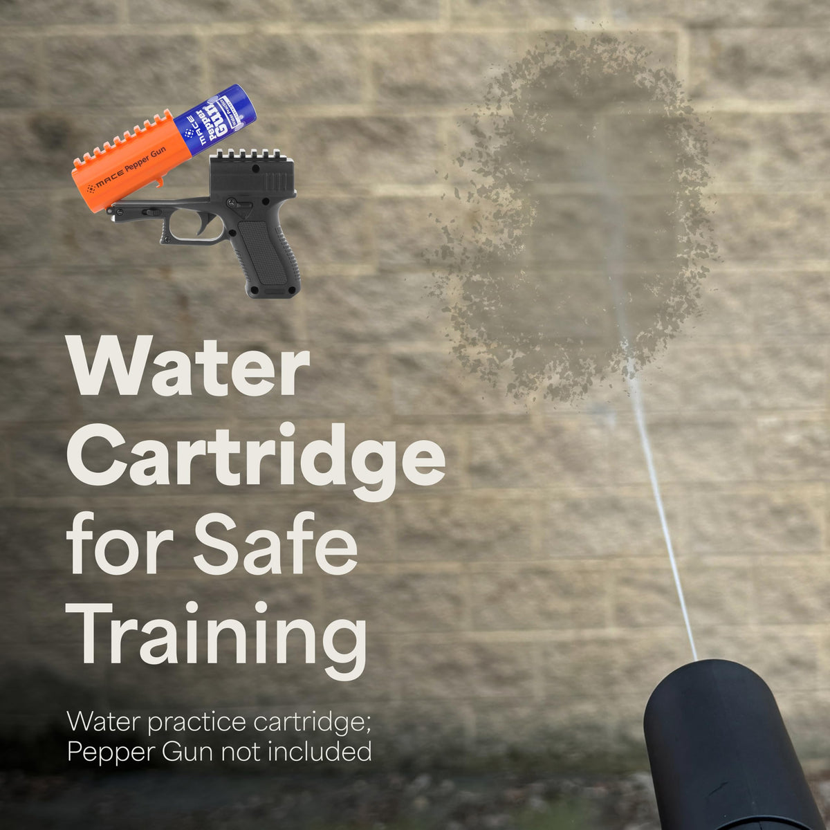 Mace water trainer cartridge detail showing safe practice and realistic feel