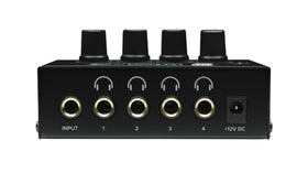 Mackie HM-4 close-up of level controls highlighting precise individual volume adjustment