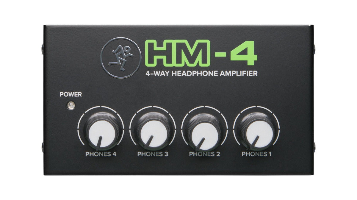Mackie HM-4 in studio with four headphones connected showing collaborative monitoring benefit