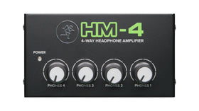 Mackie HM-4 in studio with four headphones connected showing collaborative monitoring benefit