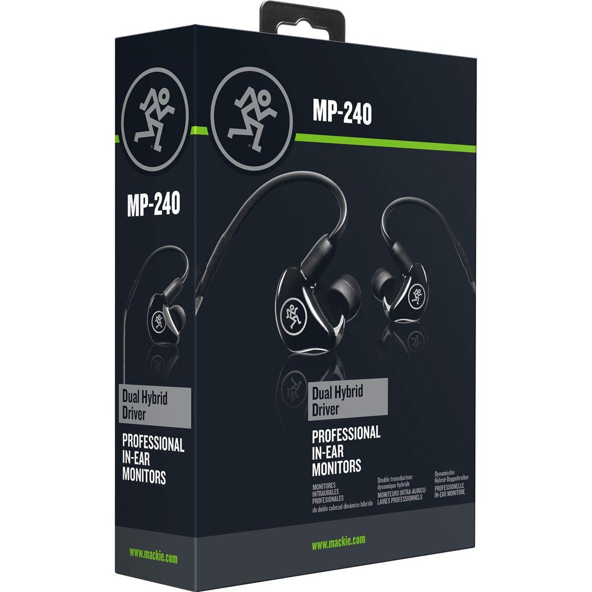 Mackie MP-240 detachable MMCX connector swivels for comfort and reliability.