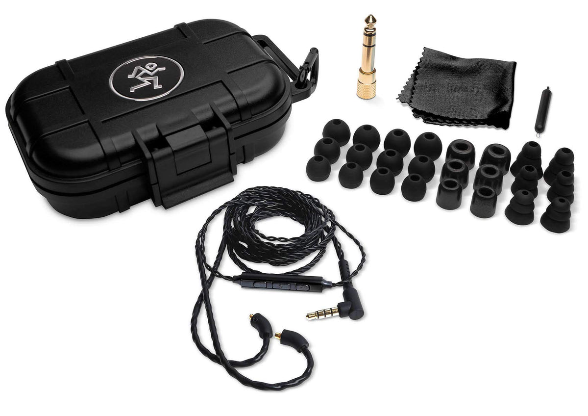 Mackie MP-460 ear tips in four sizes ensure comfortable, secure fit